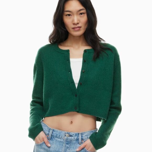 Aritzia Luxe Cashmere Sicily Cardigan NWT Forest Green - Picture 1 of 11